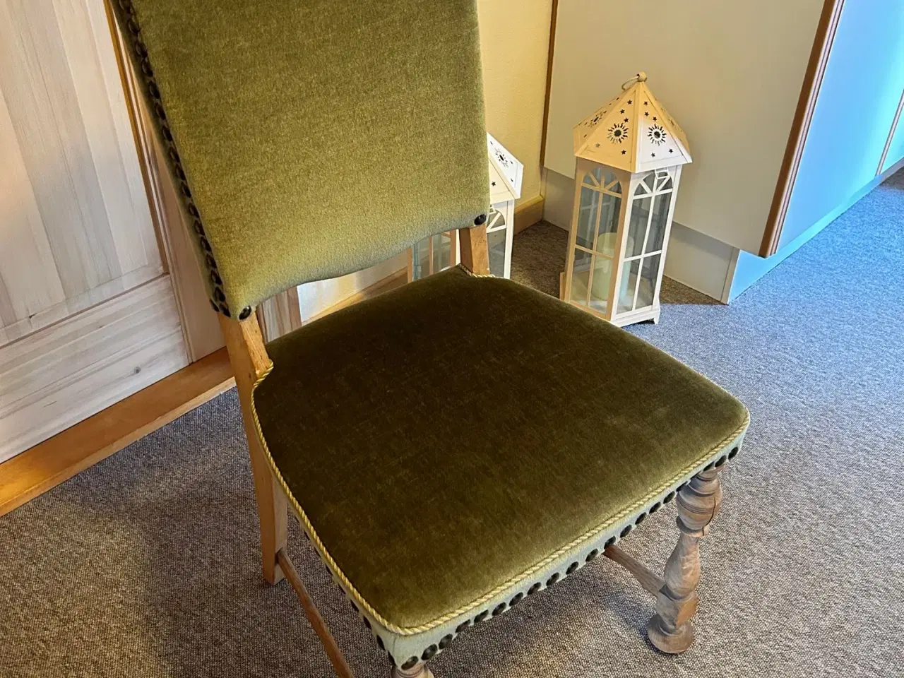 Billede 1 - Vintage stol med grøn plys