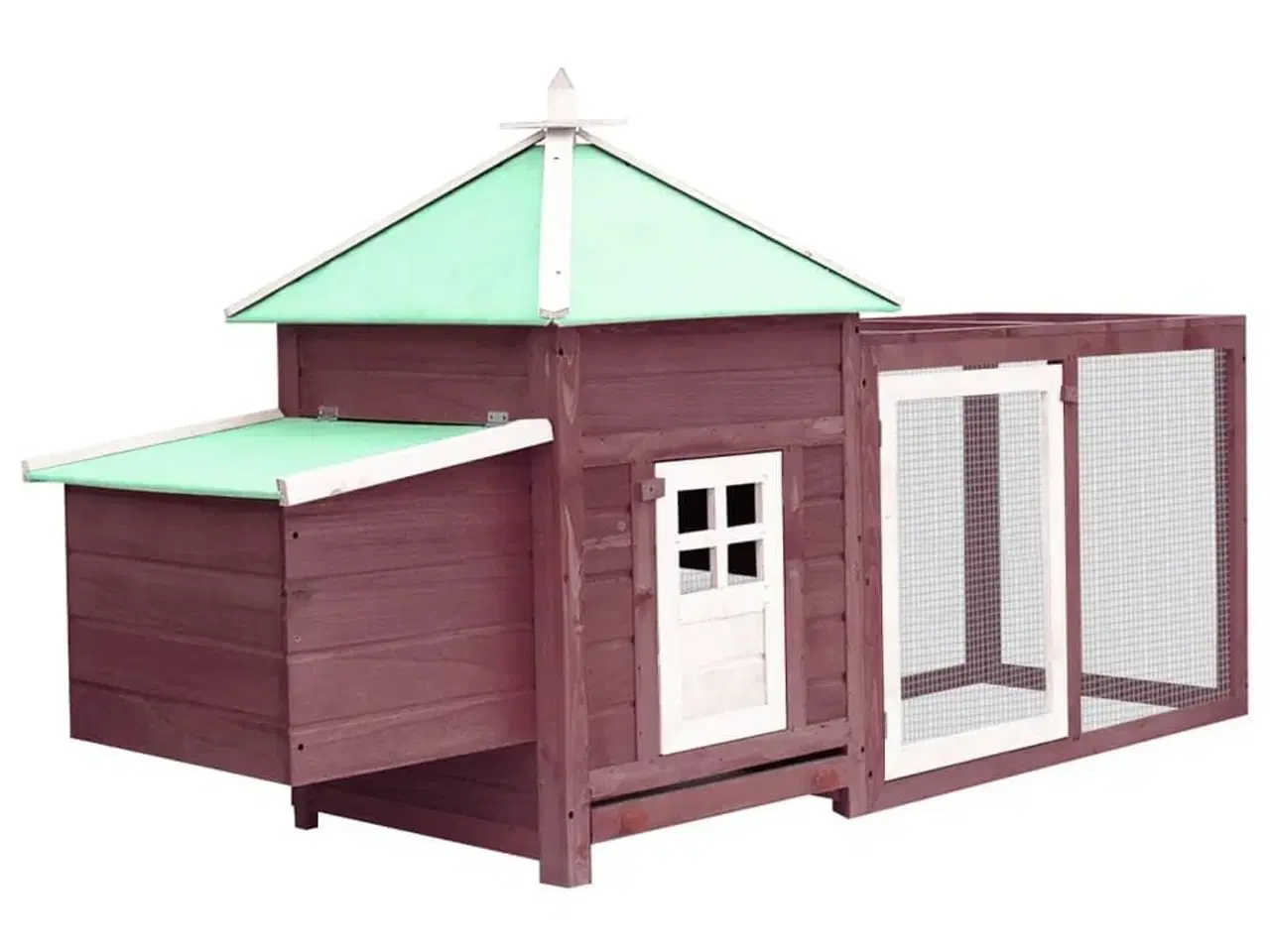 Billede 1 - Hønsehus med redekasse 190x72x102 cm massivt fyrretræ mokka