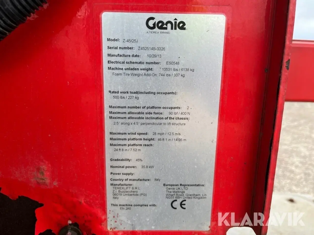 Billede 9 - Knækarmsbomlift Genie Z-45/25J 4x4