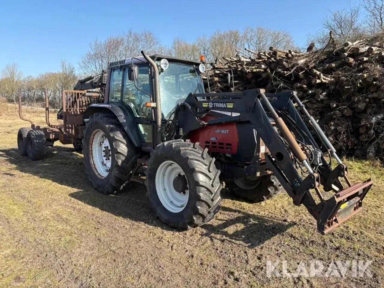 Billede 9 - Traktor Valmet 6800 med frontlæsser & skovvogn & kranarm