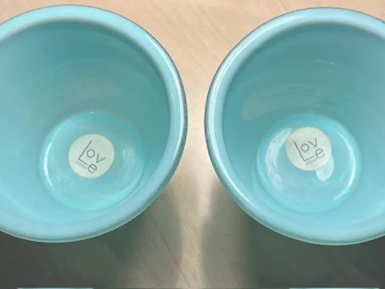 Billede 3 - 2smukke turkise LovePlates glasskåle/fyrfadsstager