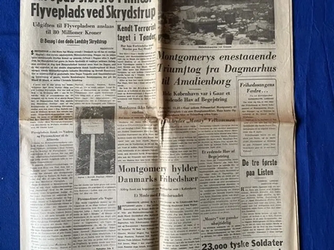 Billede 1 - Avis - Jyske Tidende - 13. Maj 1945 - Tyskerne byggede Militær - Flyveplads ved Skrydstrup !