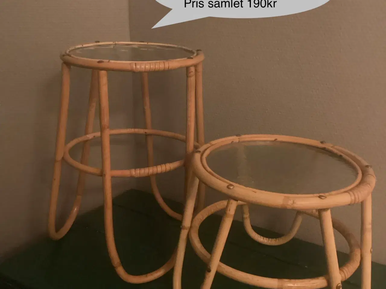 Billede 1 - 2 bambusborde med glasplade