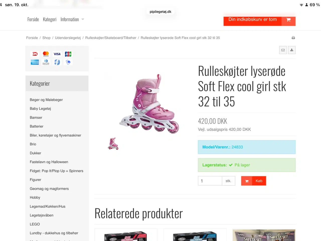 Billede 5 - California rulleskøjter str 32-35 og knæ beskyttet