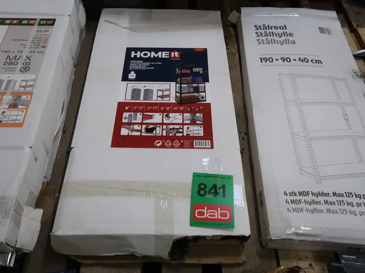 Billede 2 - HOME It stålreol med 5 træhylder 180×90×45 cm sort