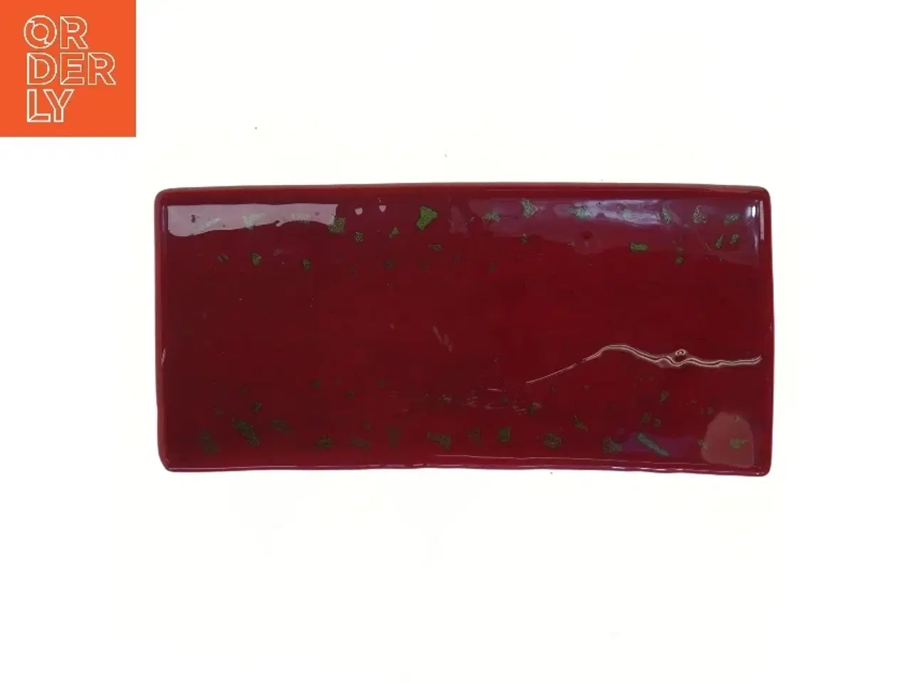 Billede 1 - Rødt glasfad (str. 31,5x15 cm)