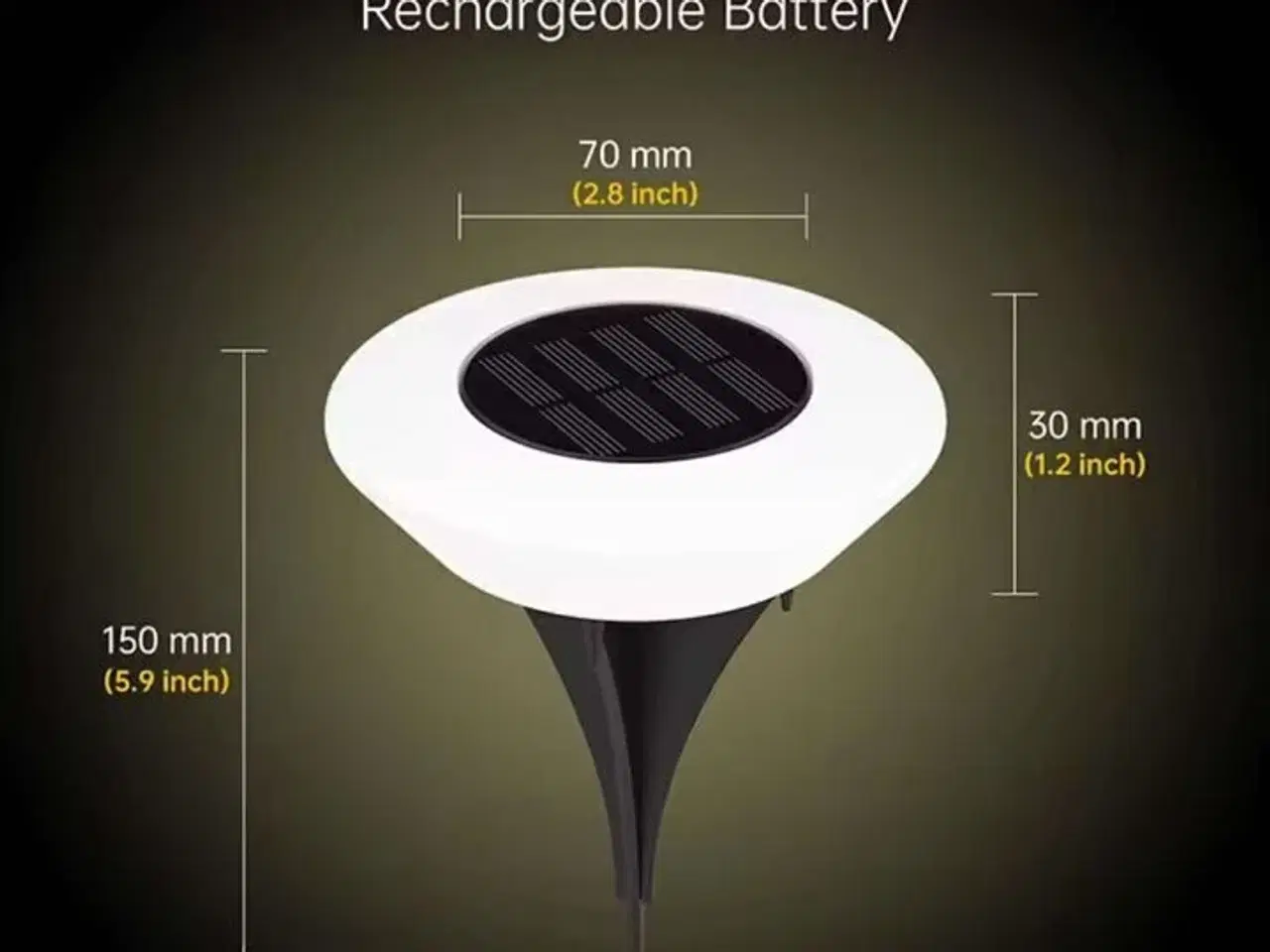 Billede 1 - 8 stk. Rund solcelledrevet havelampe LED IP65