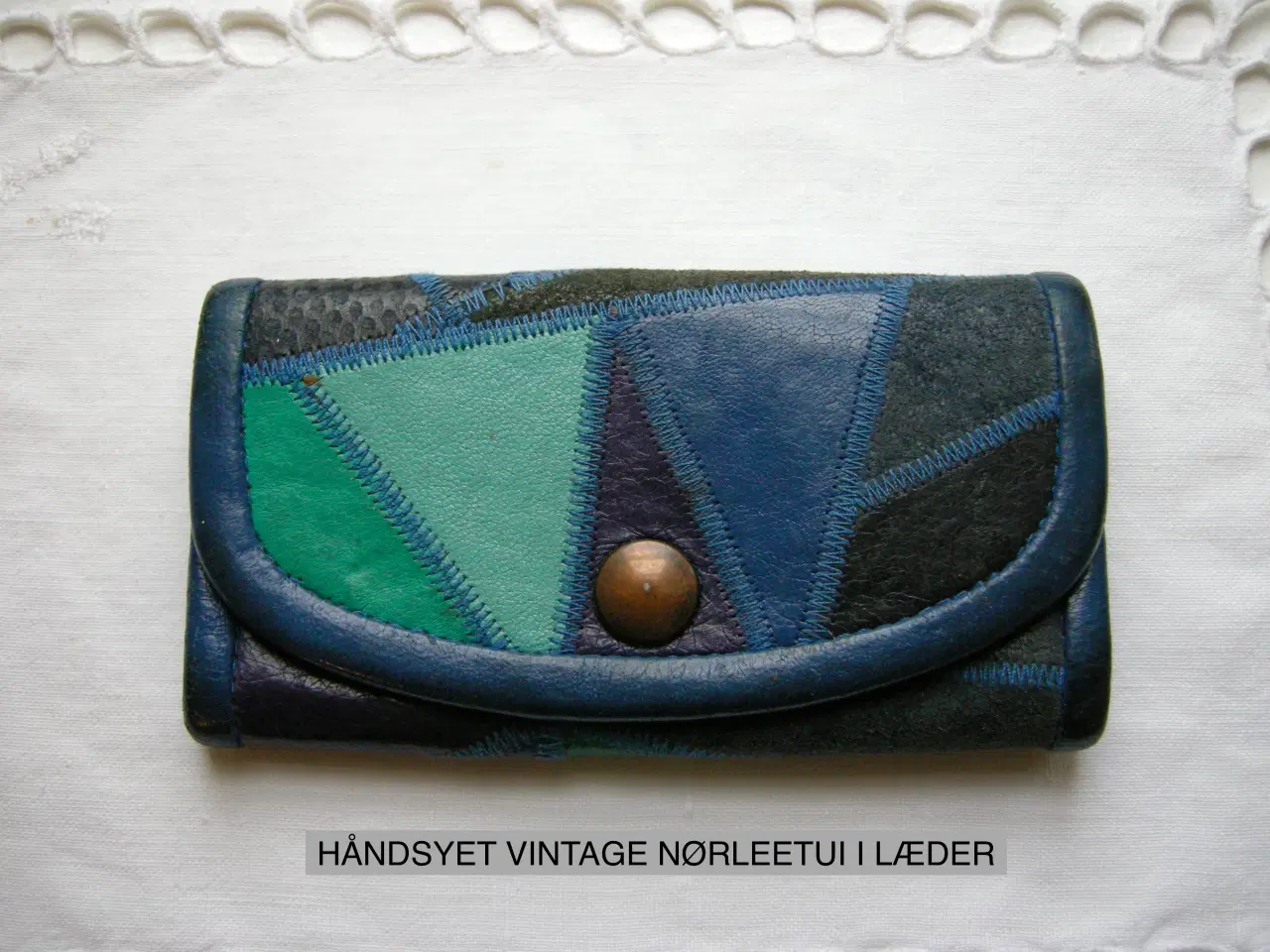 Billede 1 - Håndsyet retro nøgleetui i læder patchwork, Etui