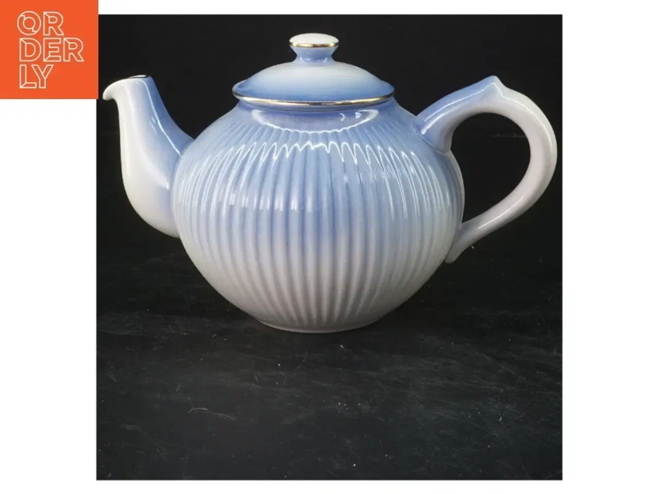 Billede 1 - Blå porcelæns tekande fra Søholm Hammersø (str. 14x22 cm)