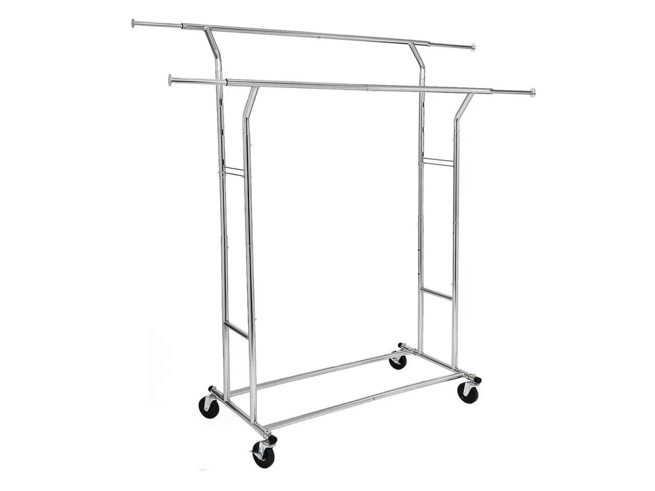 Billede 1 - Tøjstativ på hjul Heavy Duty 110 kg, justerbar længde 129–169 cm, krom