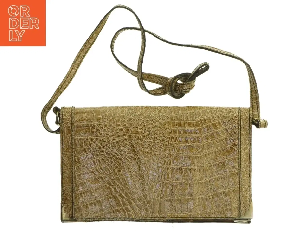 Billede 4 - Brun krokodillemønster håndtaske (str. 24x15 cm)