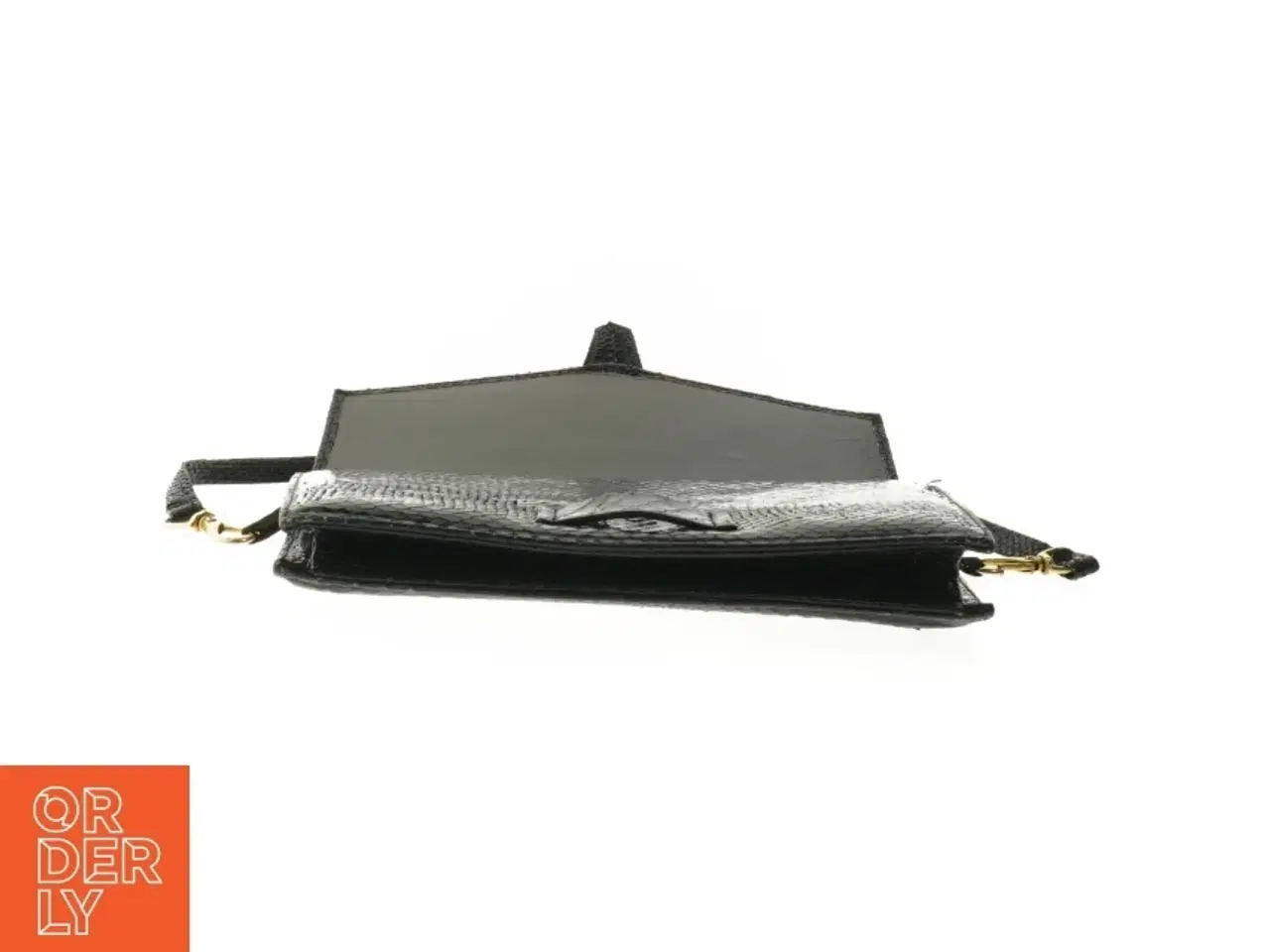 Billede 7 - Sort slangeskindstaske/clutch (str. 25 x 16,5 cm)
