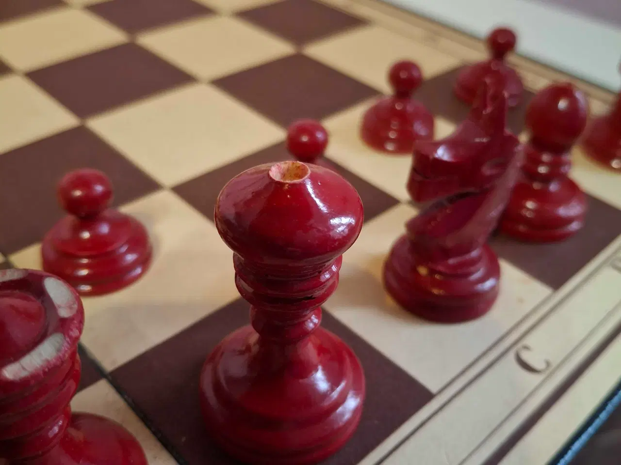 Billede 2 - Gammelt skakbræt i træ