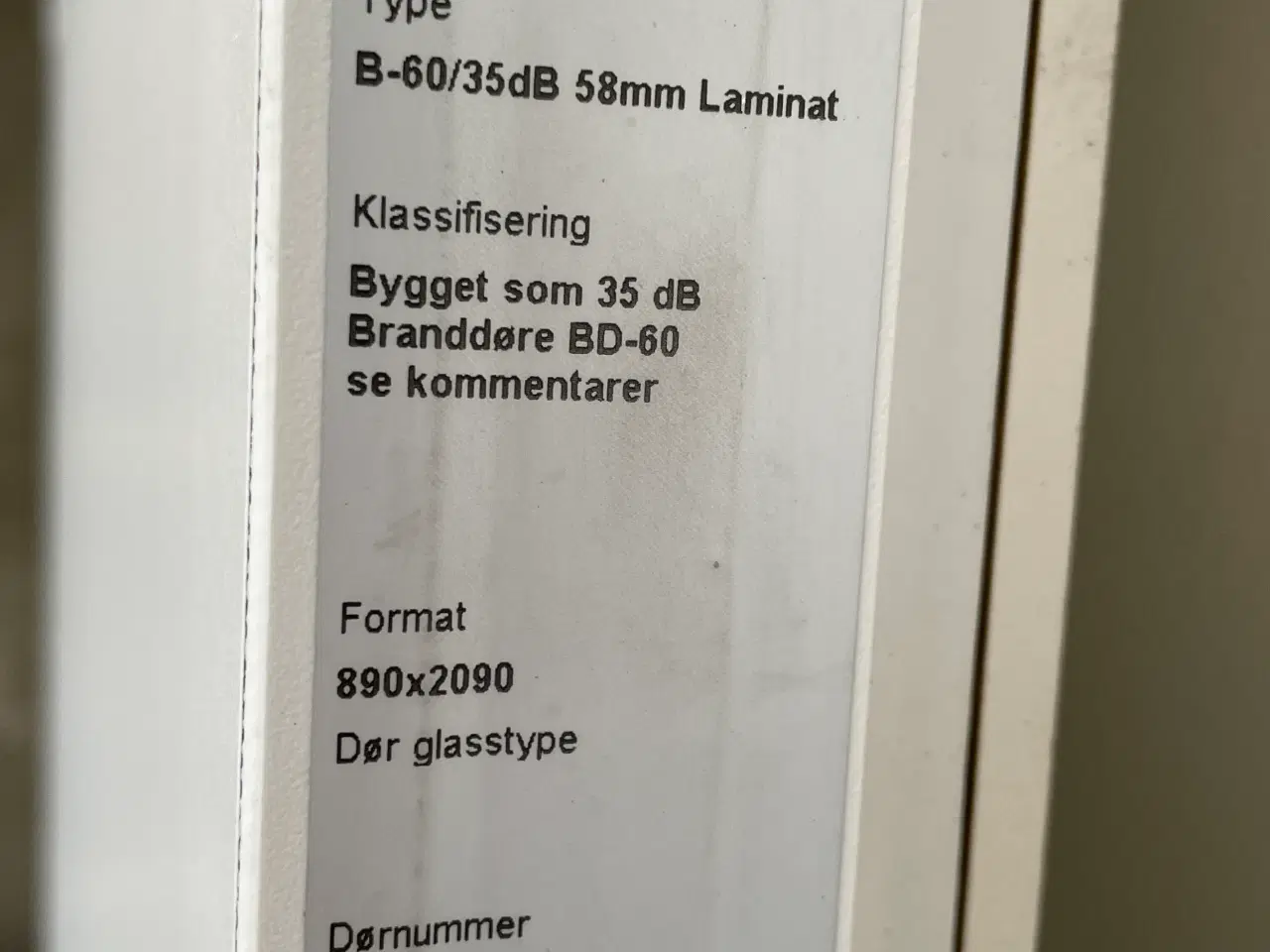 Billede 4 - Nordicdoor brand- og lyddør bd60 db35, 890x40x2090mm, højrehængt, hvid
