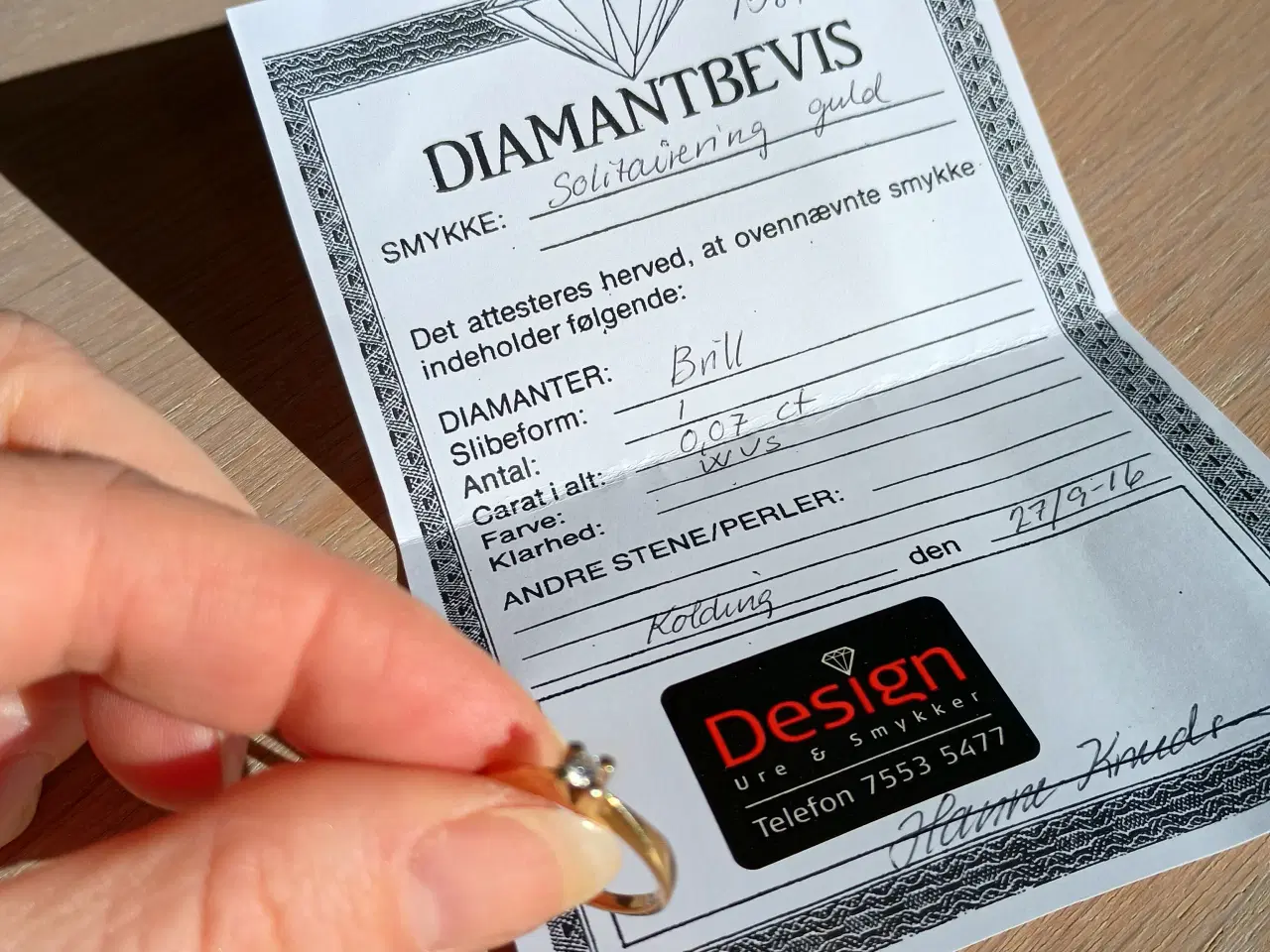 Billede 2 - Smuk solitaire-ring i 14K guld med brillant