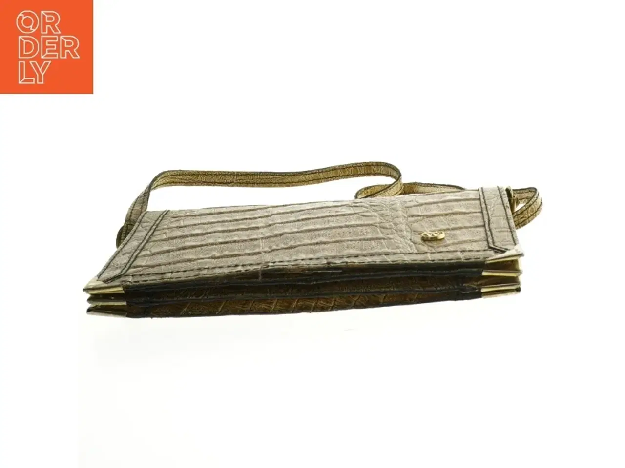 Billede 2 - Brun krokodillemønster håndtaske (str. 24x15 cm)