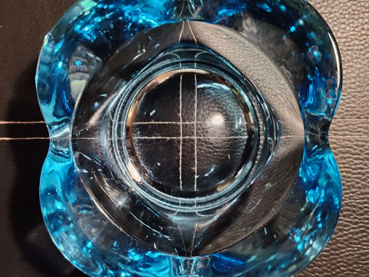 Billede 1 - Glasskål med form, turkis