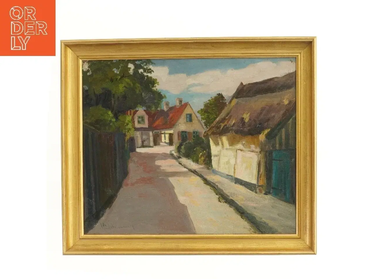 Billede 1 - Maleri af dansk landsby (str. 50x42 cm)