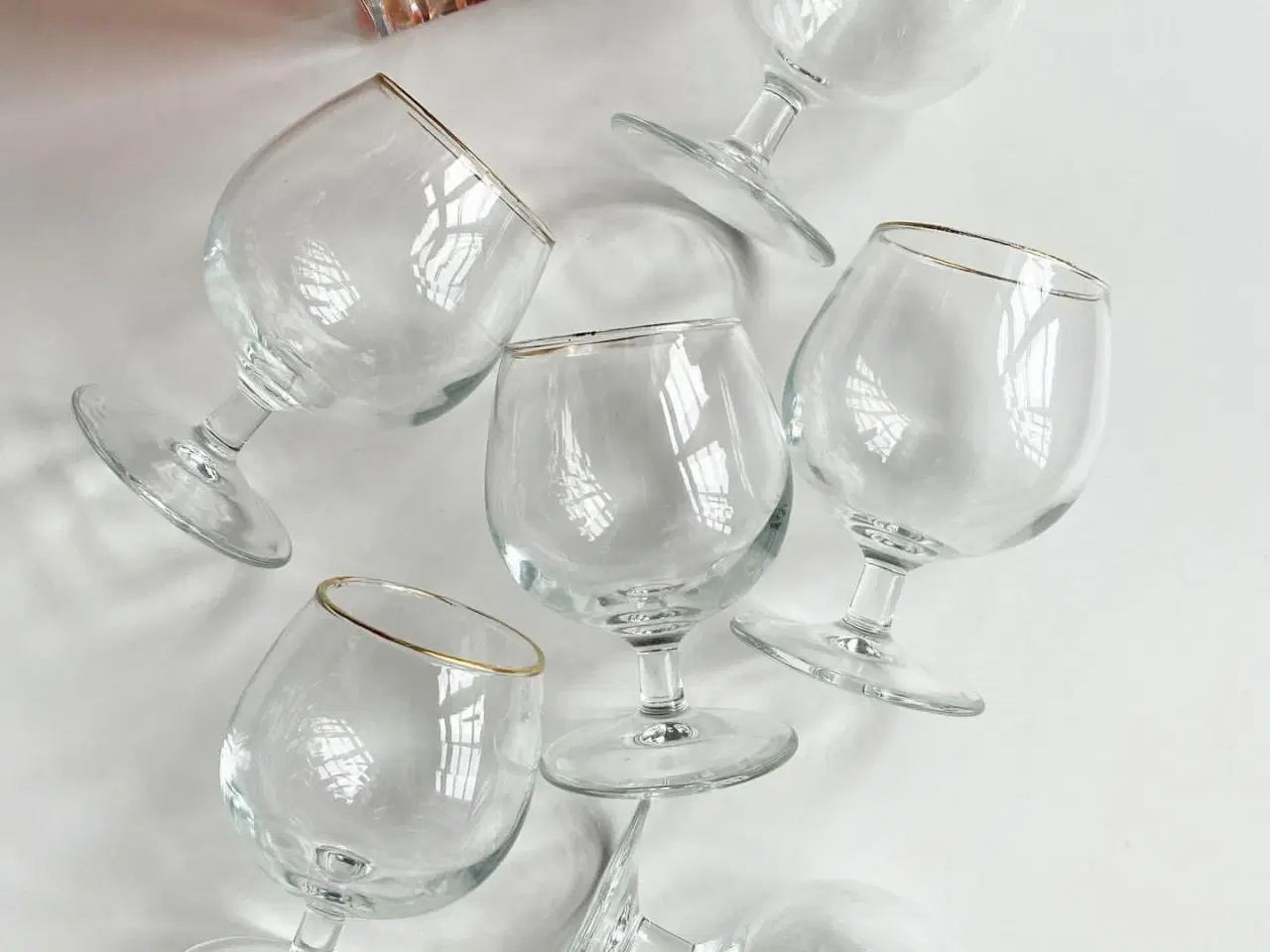 Billede 5 - Cognacglas m patineret guldkant, 6 stk samlet