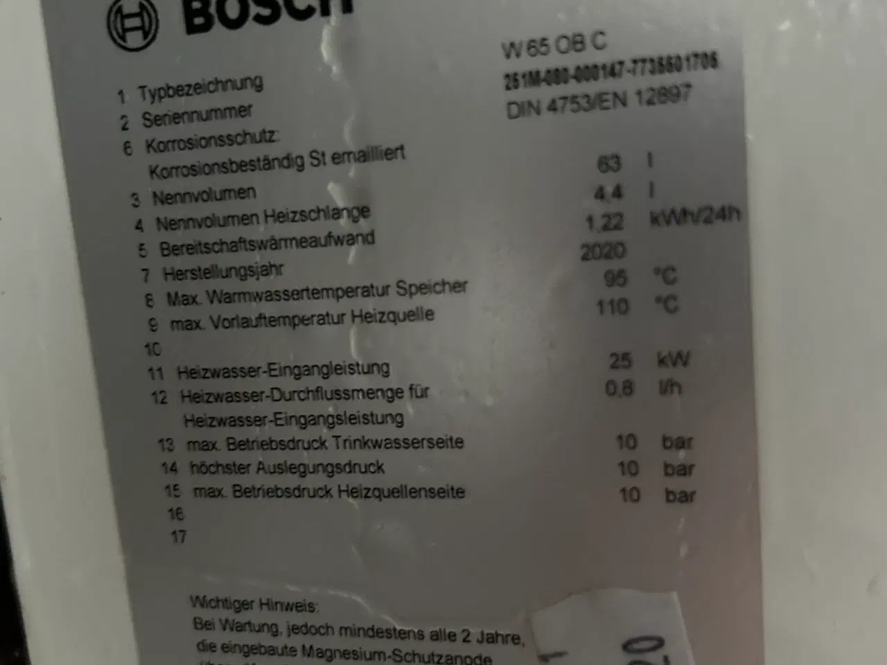 Billede 2 - Varmtvandsbeholder BOSCH gas kedel