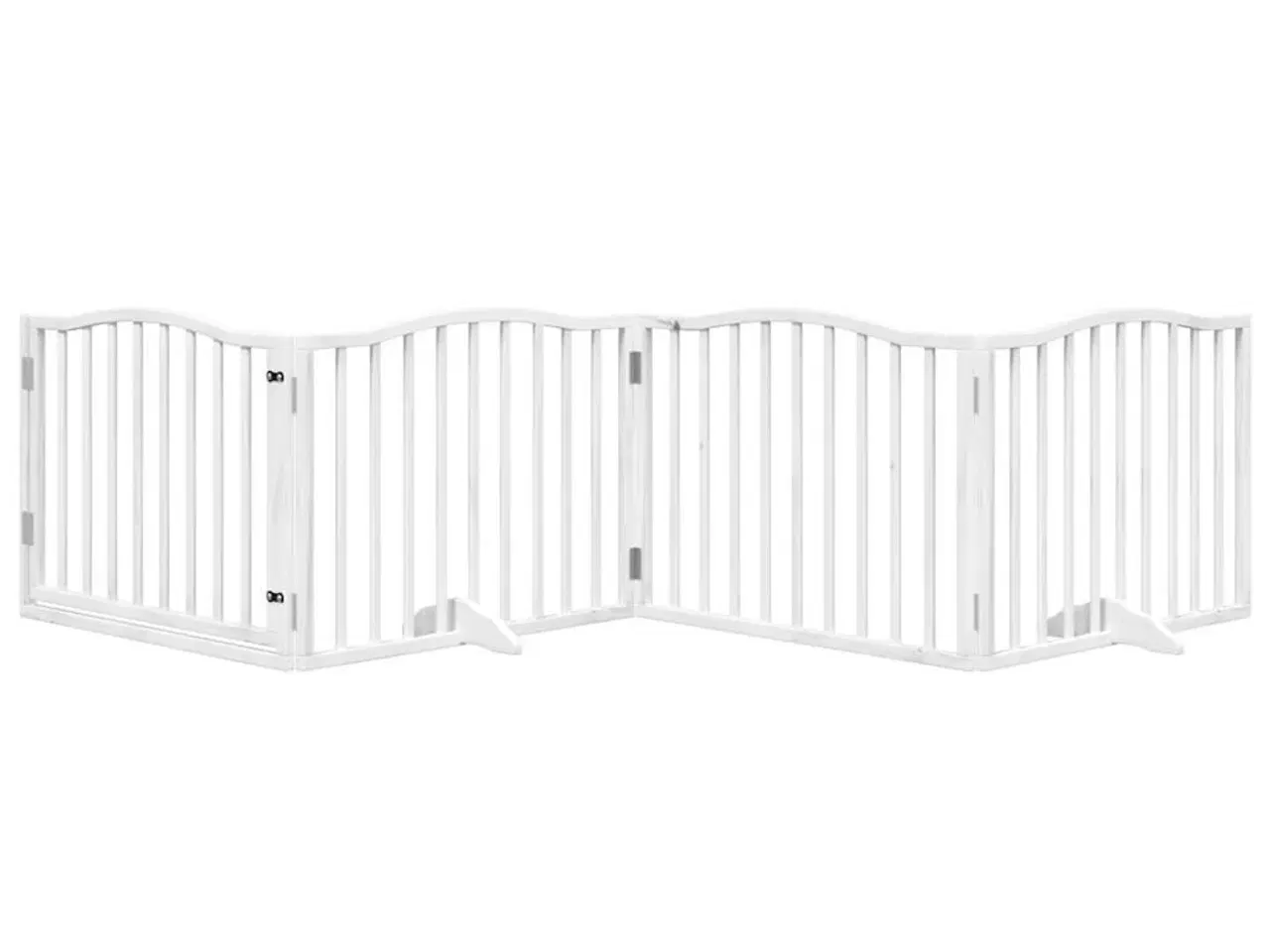 Billede 3 - Hundelåge med dør 4 paneler 320 cm foldbar poppeltræ hvid