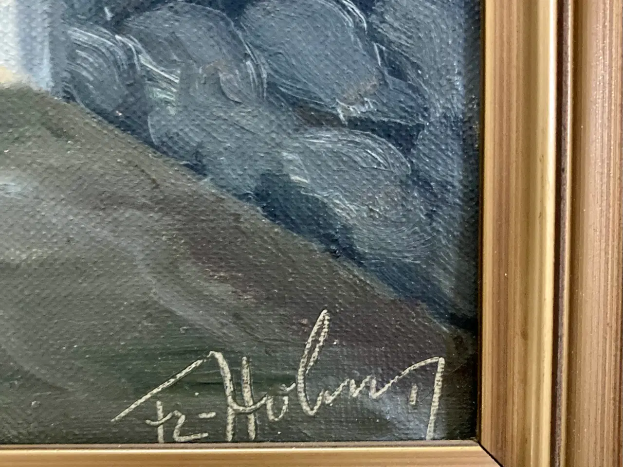 Billede 2 - Ældre maleri landskab med borg og vej i guldramme