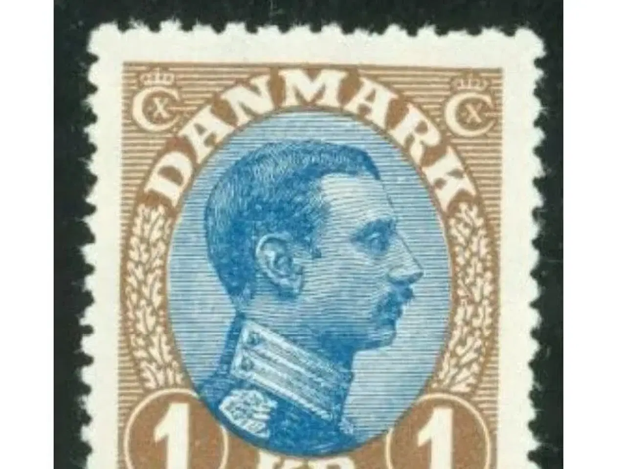 Billede 1 - DK. Chr. X 1922. 1 kr. brun/blå