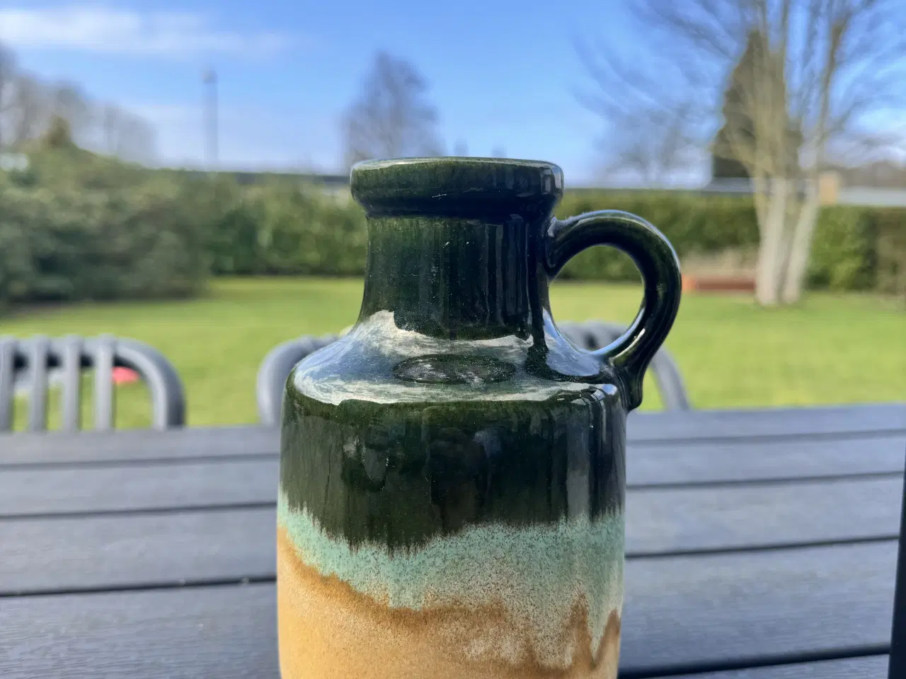 Billede 1 - Keramik vase med flerfarvet glasur