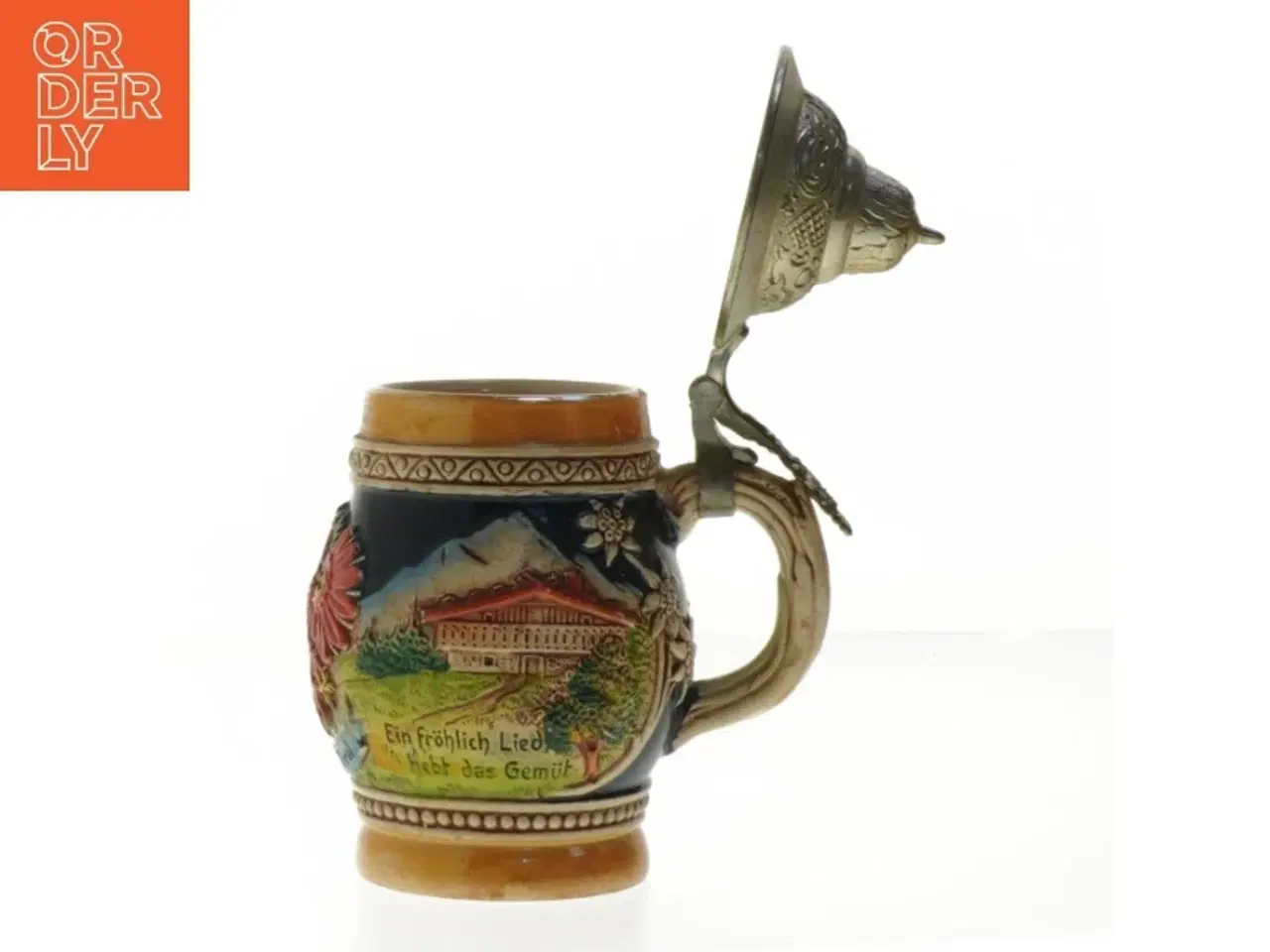 Billede 2 - Tysk keramisk ølkrus med låg (str. 16 cm)