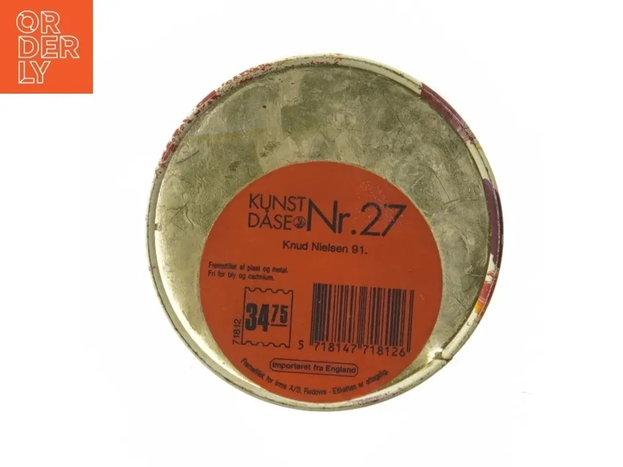 Billede 5 - Dekorativ dåse med abstrakt design fra Irma (str. Ø. 11,5. cm. længde. 15 cm)