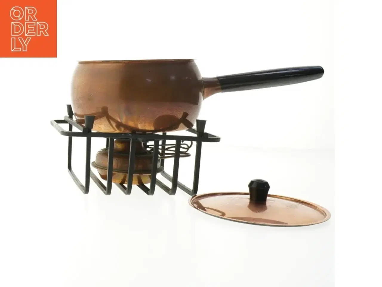 Billede 3 - Kobber fondue gryde med låg og varmer (str. Ø. 15,5 cm)