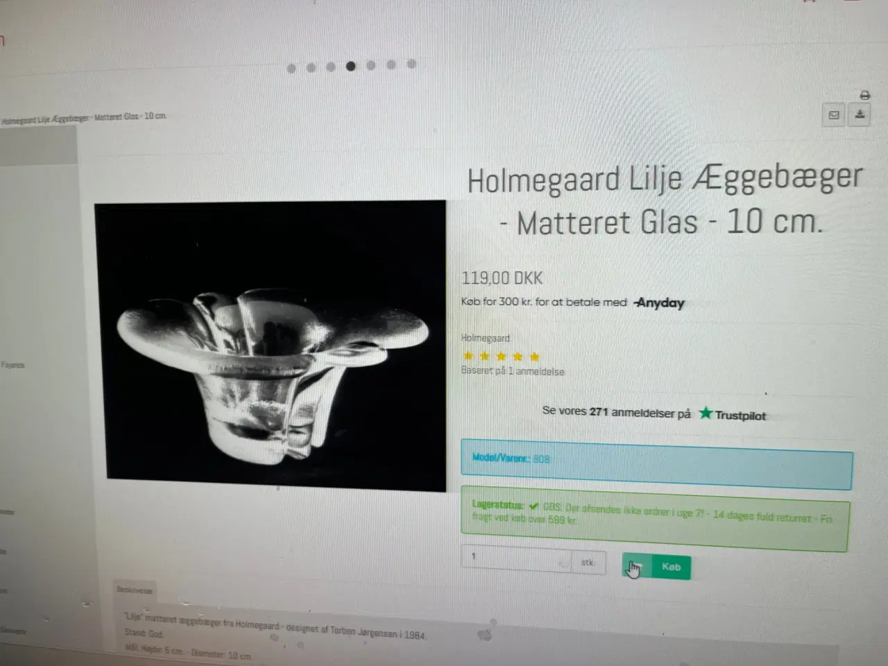 Billede 6 - Holmegaard Glasfad og Æggebæger