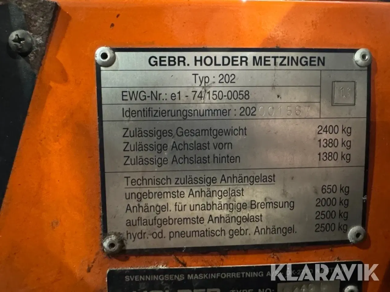 Billede 5 - Redskabsbærer Gebr. Holder Metzingen 202