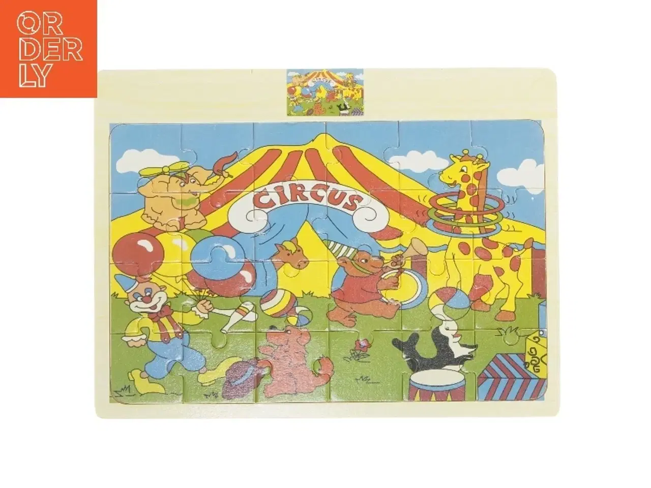 Billede 1 - Træpuslespil med cirkusmotiv (str. 30x22,5 cm)