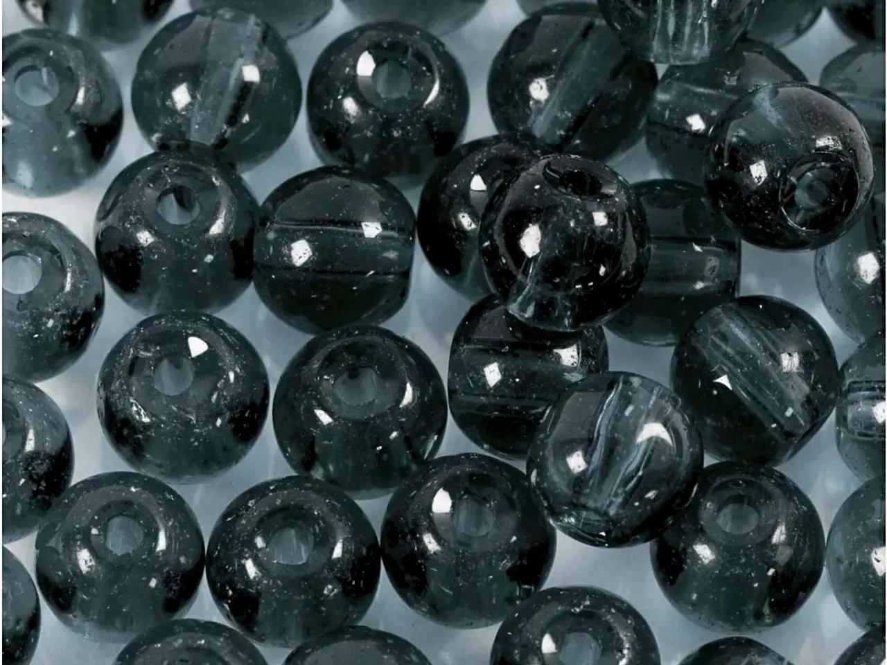 Billede 1 - Glasperler, diam. 4 mm, hulstr. 1 mm, grå, 45stk./ 1 pk.