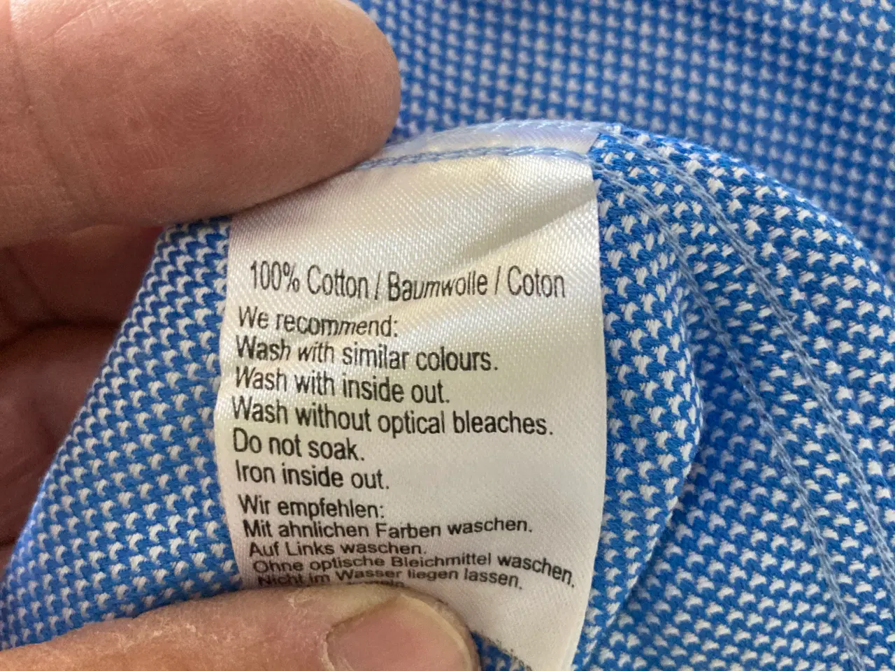 Billede 6 - Lysblå mønstret herreskjorte fra SAND; str 42.