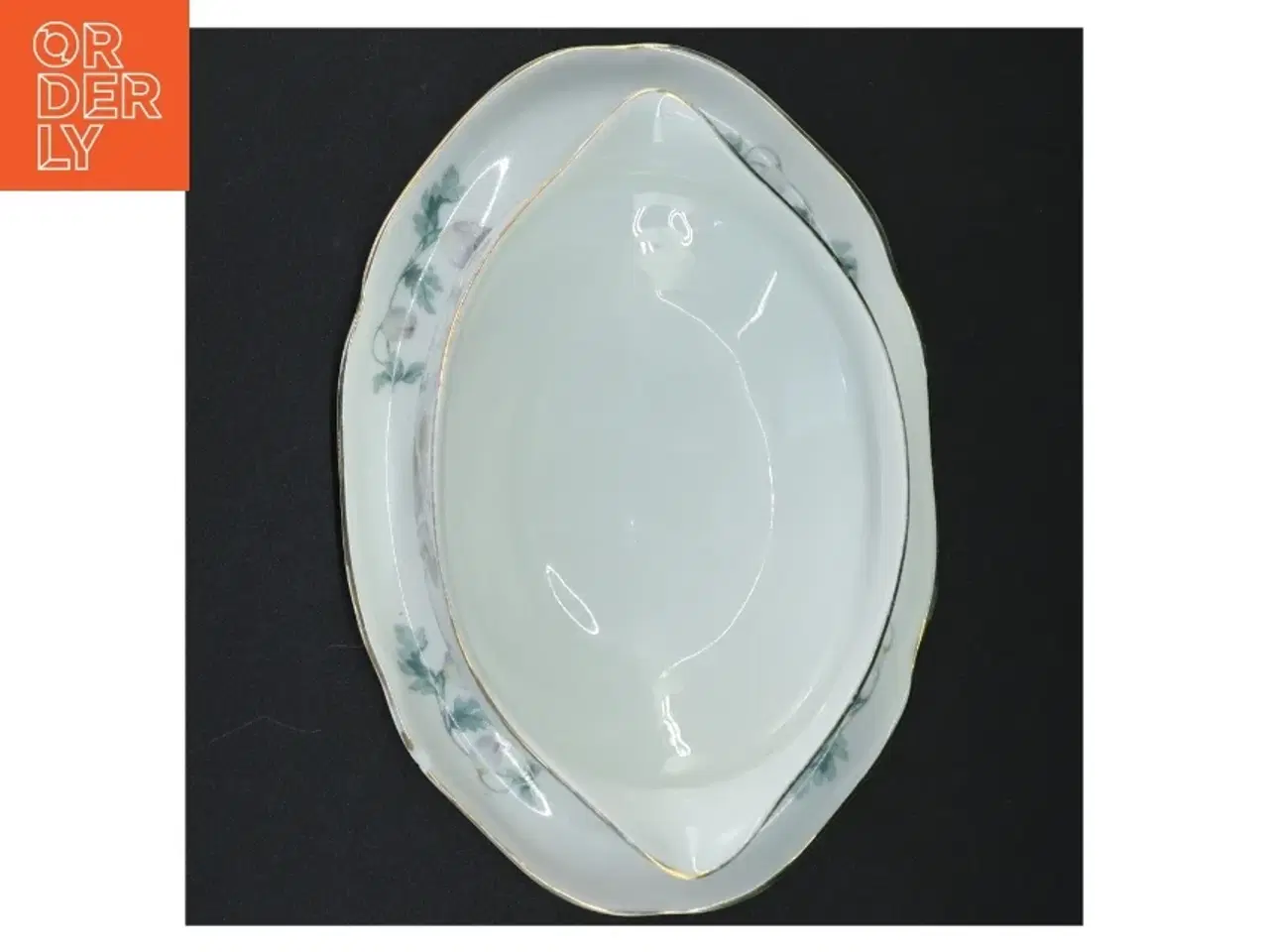 Billede 2 - Porcelæns saucesæt med blomstermotiv (str. 21,5 cm)