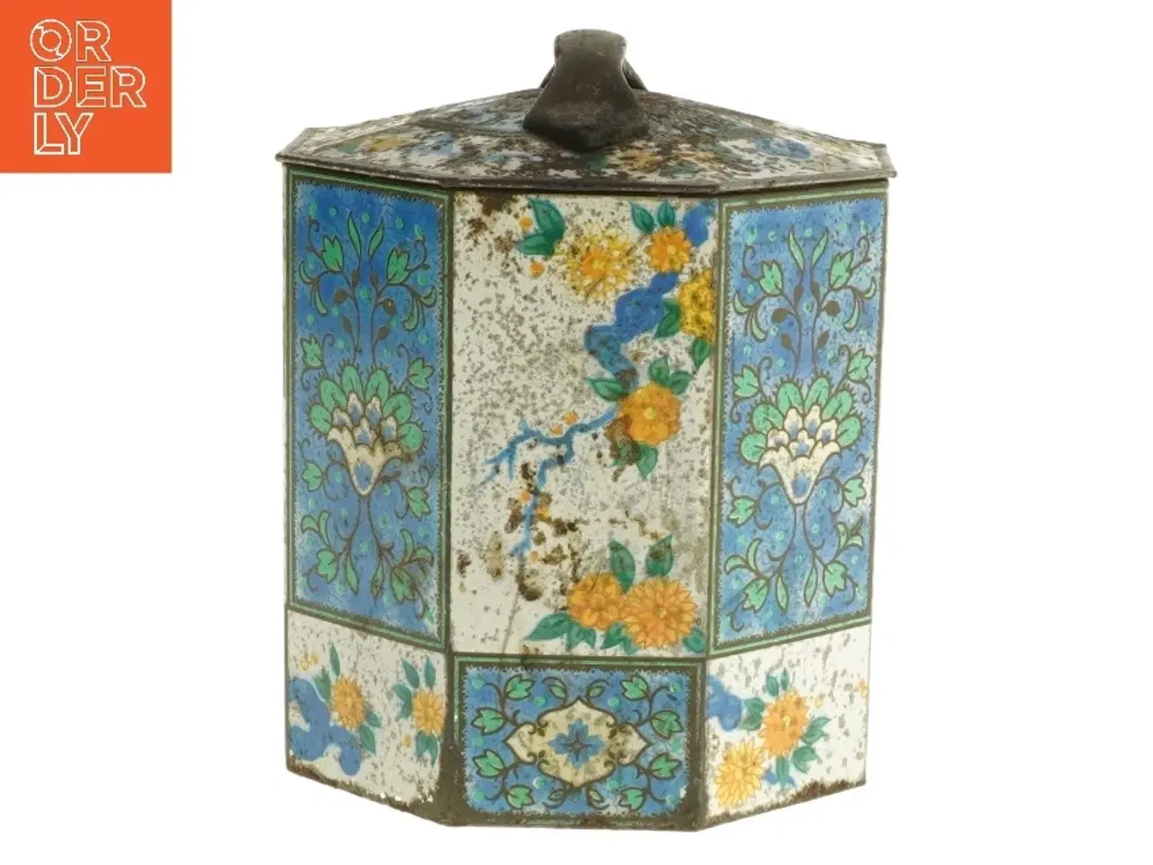 Billede 2 - Antik dekoreret beholder (str. ø 13, 12 cm)