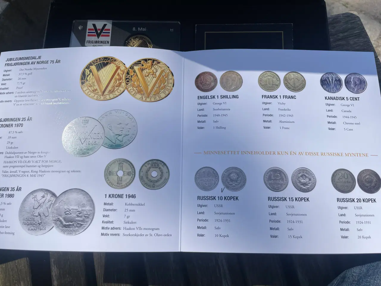 Billede 3 - Norsk myntsæt guld og sølv Med gullmedalje 7,75 gr