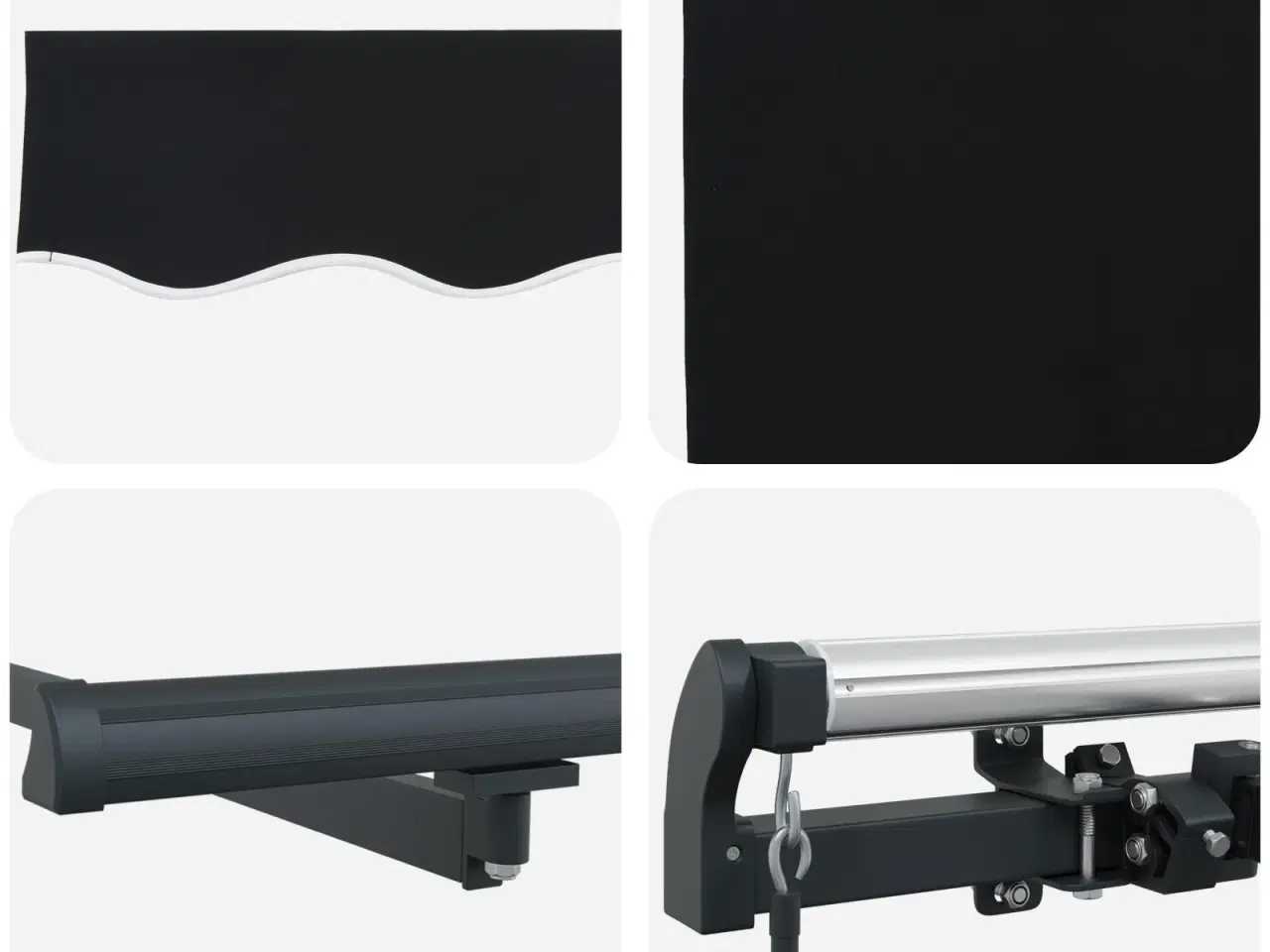 Billede 5 - Utrækkelig Markise Sort 300 x 250 cm Stof