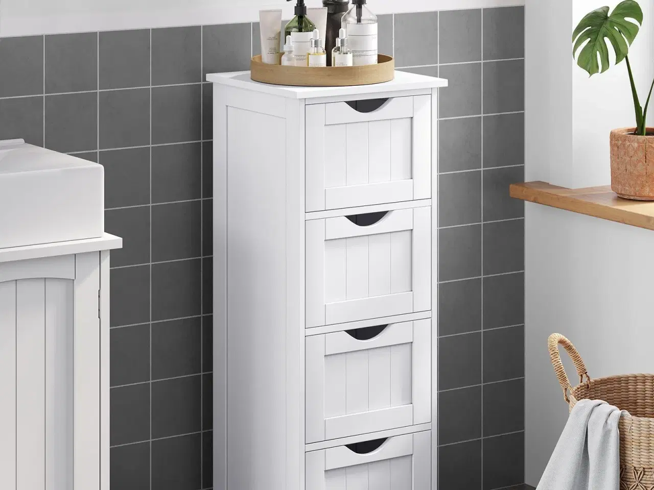 Billede 2 - Opbevaringsskab med skuffer 4 skuffer, 30 × 30 × 82 cm, hvid