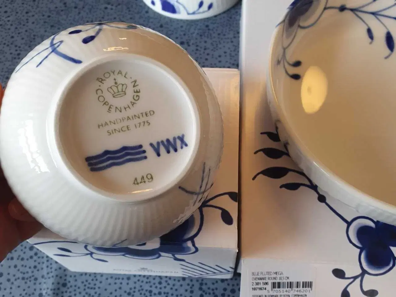 Billede 6 - Blå mega riflet skål, fad og opsats