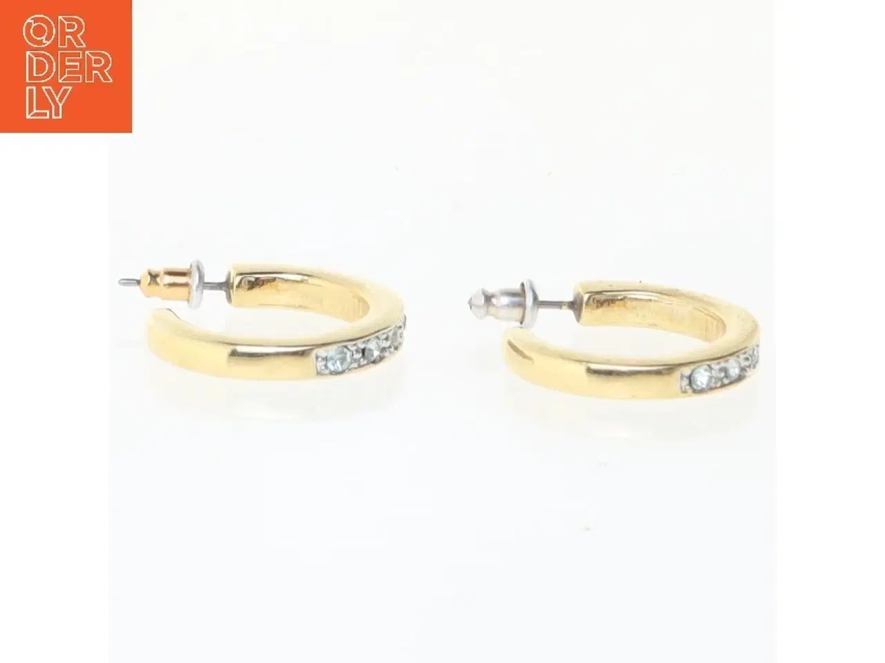 Billede 2 - Guld hoop øreringe med sten (str. Ø 2 cm)