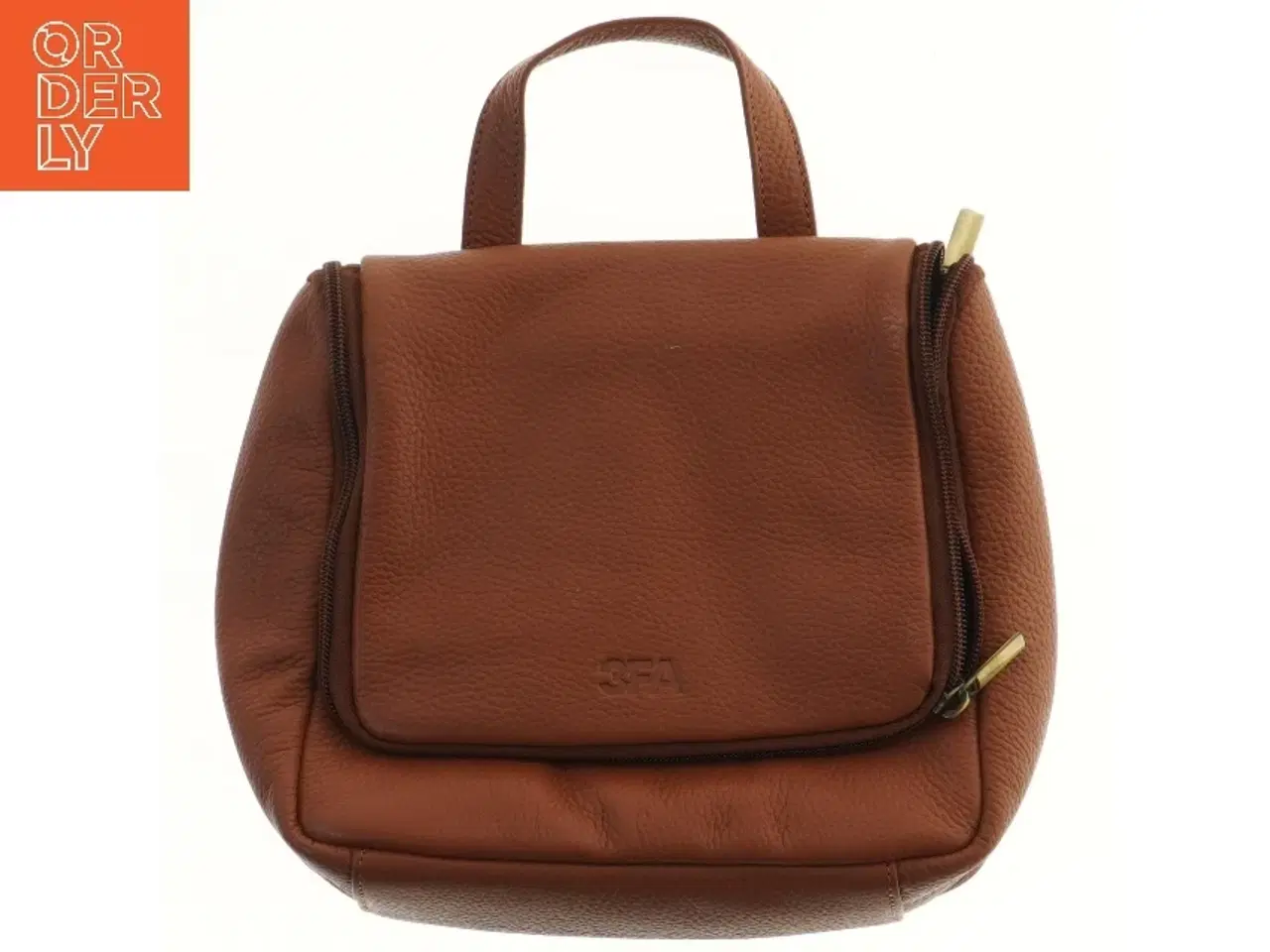 Billede 1 - Brun læder taske (str. 29x24,5 cm)