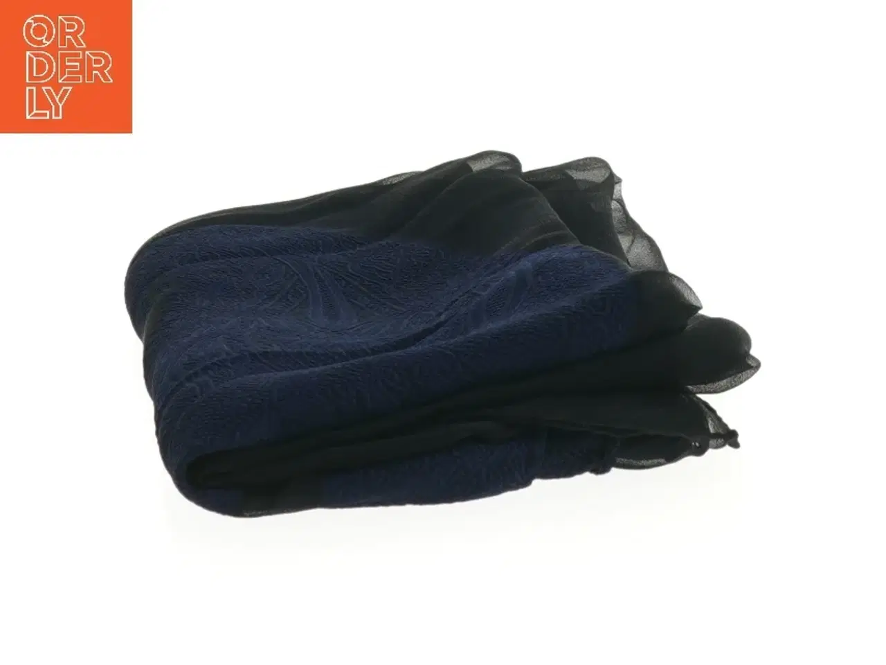 Billede 1 - Sort dekorativt tørklæde (str. 179 x 43 cm)