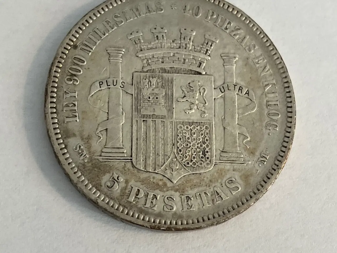 Billede 1 - 5 Pesetas Spain 1870 - Renset