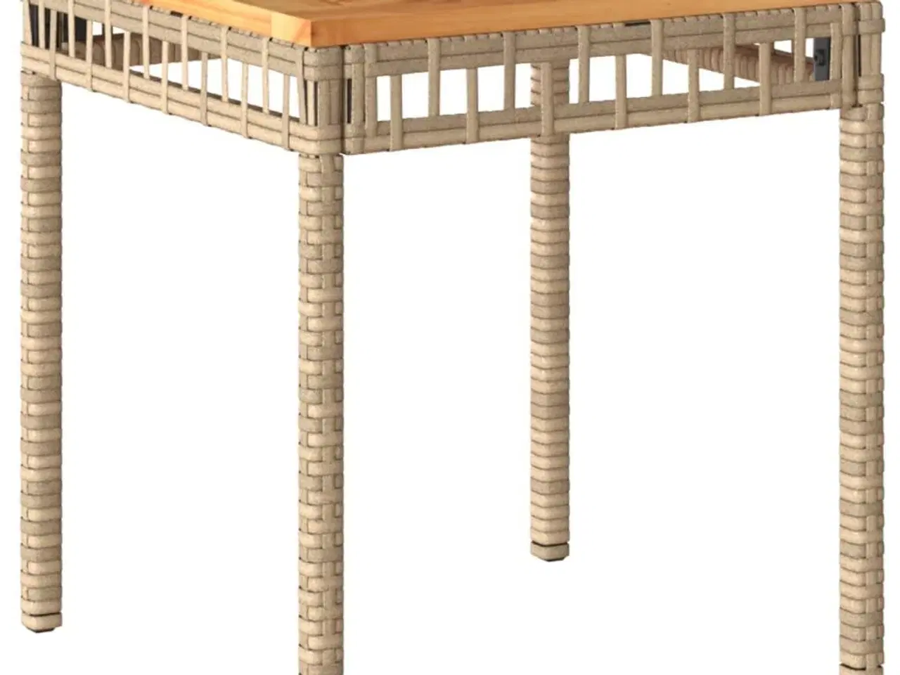 Billede 2 - Havebord 38x38x42 cm polyrattan og akacietræ beige
