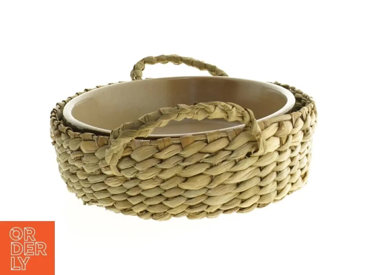 Billede 2 - Flettet kurv med keramisk indlæg (str. 30 cm)