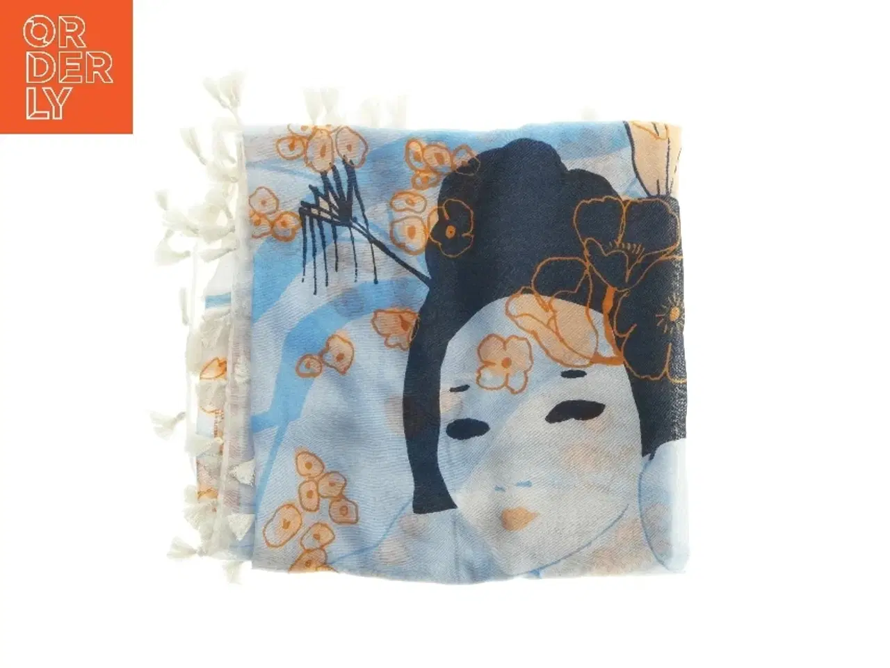Billede 1 - Nut Tørklæde med print af ansigt og blomster (str. 116x124 cm)