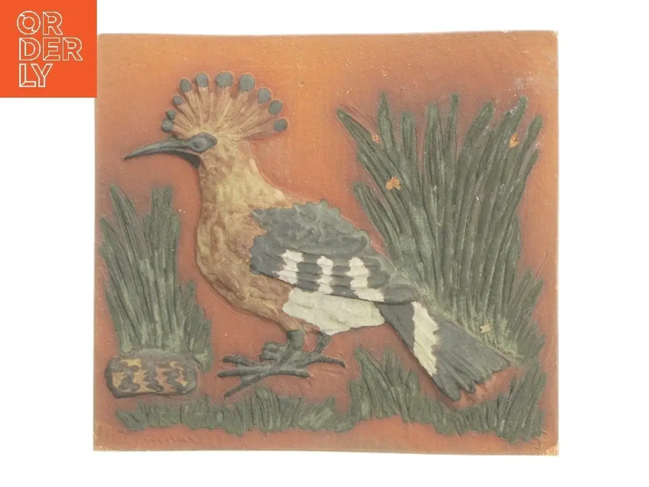Billede 1 - Vægflise med fuglemotiv fra Knabstrup (str. 29x26 cm)